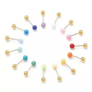 기본피어싱 금침 컬러 오팔 볼 포인트 골드 피어싱 14K