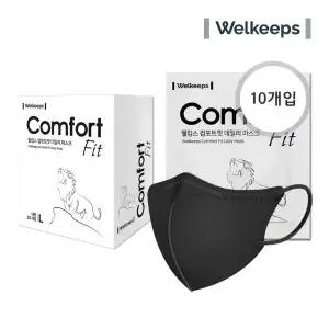 웰킵스 데일리 마스크 컴포트핏 새부리형 블랙 10개입 MNA
