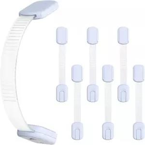 10팩 안전 캐비닛 잠금장치 조절 가능 서랍 컵보드 냉장고 화장실 문 옷장 - 도구 없이 3M 설치가