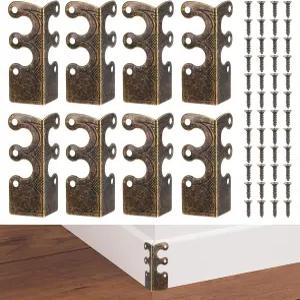 WJIAAA 8개 베이스보드 모서리 보호대 48개 나사가 있는 빈티지 메탈 스키팅 파일 박스용 가장자리 커버 벽