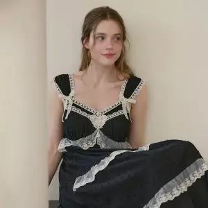 [lunaluz](신세계 사우스시티)여성 조젯 코튼 브라캡 민소매 원피스 잠옷