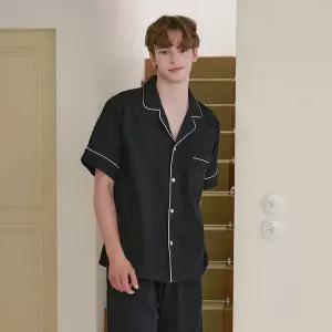 [lunaluz](신세계 사우스시티)남성 조젯 코튼 반소매 카라넥 투피스 잠옷