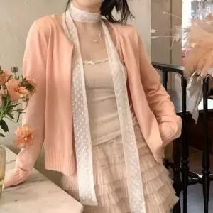 여자 여성스러운 땡땡이 시어 포인트 레이스 스카프