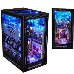 DIY 인형의 LED 3D 장식 조명이 모델 책꽂이 나무 빌딩 삽입 있는 퍼즐 키트