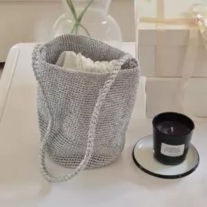 다월 메탈사 니트 버킷백