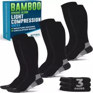 여성 및 남성용 닥터스 셀렉트 대나무 비스 라이트 컴프레션 양말 3켤레 85mmHg 무릎 높이
