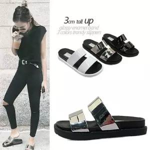 [카미엣뮤즈]kami et muse 국내생산 글로시 에나멜 더블밴드 슬리퍼_KM16s395