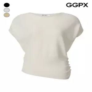 [GGPX]돌먼 슬리브리스 사선 셔링 골지 니트 (GQ4KP021F)