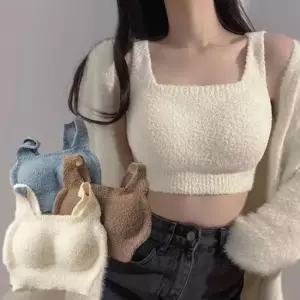 엘리즈 기모 발열 올인원 니트 크롭 브라탑 나시