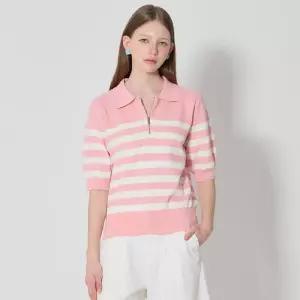 [머스트비][머스트비] 카라 반팔 단가라 반집업 니트