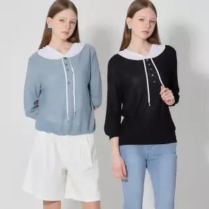 [머스트비][머스트비(MUSTBE)] 씨스루 후드 니트 (택가격 74000원)