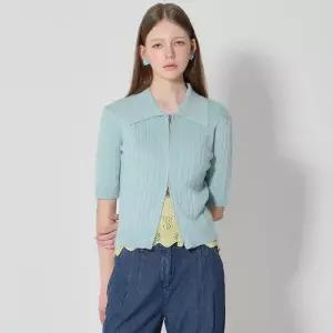 [머스트비][머스트비(MUSTBE)] 카라 케이블 집업 반팔 니트 (택가격 87000원)