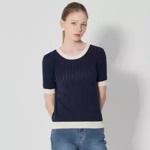 [머스트비][머스트비(MUSTBE)] 꽈배기 반팔 배색니트 (택가격 99000원)