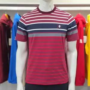 백화점정품 루이까스텔 남성 골프웨어 긴팔 반팔 티셔츠 SS 배색 스트라이프 자수 로고 라운드 7MOTS409R