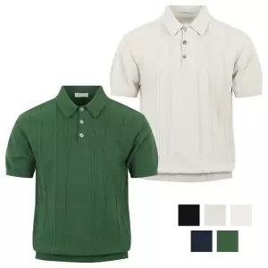 남자 로프 카라넥 부클 반팔 니트티 AT-KNH-Q034-그린