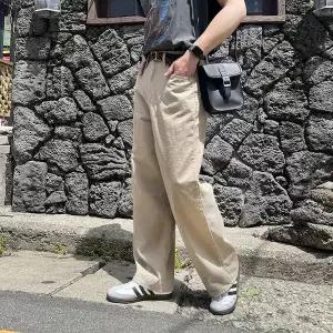 [셀러허브]와이드면바지 남자 와이드 팬츠 통큰바지 코튼 4계절 (S15124526)
