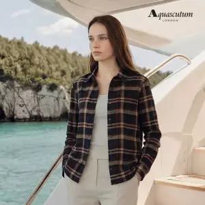[아쿠아스큐텀] 프렌치 린넨 100 체크 셔츠1종