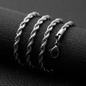 남성 써지컬스틸 트위스트 로프 체인 목걸이줄 심플 꼬임 넥체인 패션 액세서리