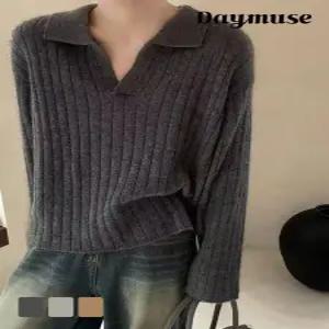 [모어오브]라이너 카라 니트 브이넥 긴팔 스웨터 탑