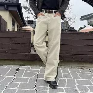 [셀러허브]남자 코튼 팬츠 와이드 롱 일자 스트레이트 면바지 (S41938035)