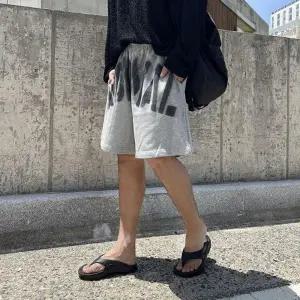 남자 트레이닝 반바지 레터링 와이드 헬스반바지