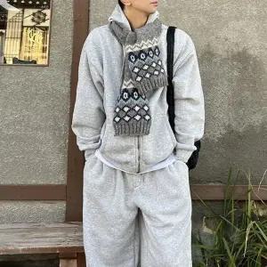 남자 기모 오버핏 후드 집업 회색 셋업