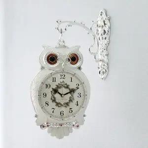 데일리데코 스마트 부엉이 양면시계 화이트