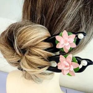 한복 헤어장식 뒤꽂이 전통 혼주 예쁜 웨딩 헤어비녀 웨딩 상견례 박달나무 한복뒤꽂이