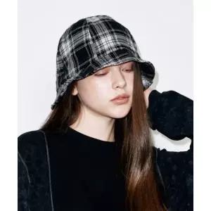 매장정품 COLD BLANKET 오버핏 식스패널 코튼 버킷햇 블랙체크