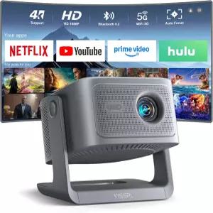 2200ANSI 및 공식 라이선스 APP 스마트 4K 프로젝터 WiFi Bluetooth VISSPL 3D 돌비 오디오 오토 포커스