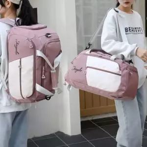 WL 여행 용 백 보스턴 백팩 헬스 옷 짐 가방 다크핑크