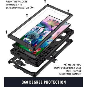 호환 갤럭시 S25 울트라 S24 S23 S22 S21 S20 플러스 노트 20 A32용 헤비 듀티 밀리터리 메탈 케이스, 충격 방지 커버 스탠드 스크린 보호기