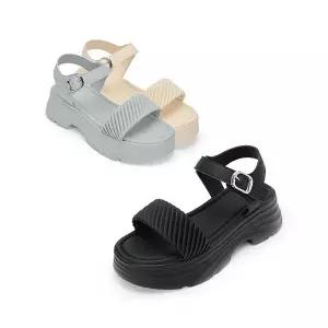 [하프클럽/무크]여화 아가사 셔링 벨크로 샌들 3colors