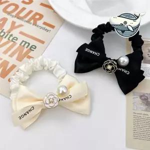 진주 리본 헤어끈 클래식 고급스러운 머리띠 플라워 똥머리