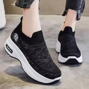 베리슈 여성 4컬러 5cm 패브릭 니트 삭스 키높이 슬립온 빅사이즈 스니커즈 운동화