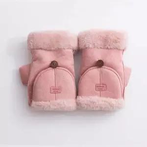 WL MFNC040154 - 스웨이드 무스탕 여성 벙어리 반장갑 스웨이드