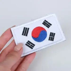 화이트 태극기 자수패치 찍찍이 밀리터리 와펜 대한민