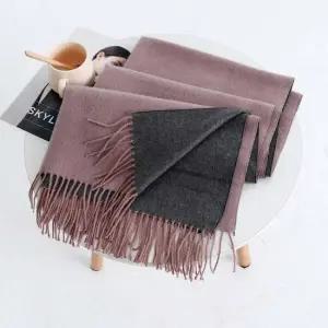 TBZ 도톰한 투톤 양면목도리-인디핑크 그레이 여자선물