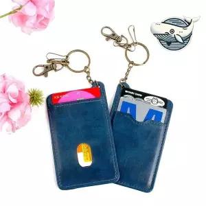 네이비 열쇠고리 가죽 카드지갑 슬림형 수납용