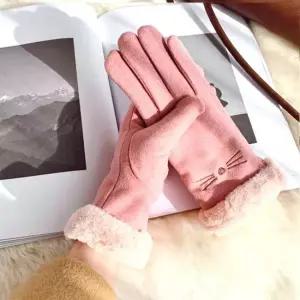 WL 고양이 기모 융털 여성용 터치 장갑 융털장갑