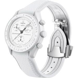 [미국배송] 오메가 X 스와치 문스워치용 YHMOU 20MM 시계 스트랩 접이식 버클 밴드 호환 문스워치 스피드마스터 남성용 커브드 노 갭 교체 스트랩