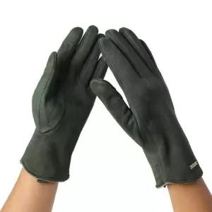 TBZ 여성용 스웨이드 핑거홀 터치형 카키 장갑 여성장갑