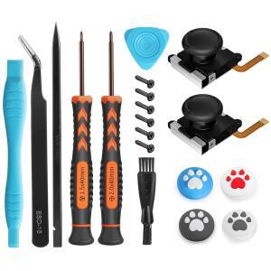 [미국배송] 홀 효과 조이콘 U2013 19 IN 1 드리프트 아날로그 스틱 부품 수리 키트 액세서리 + Y00 트리윙 드라이버 스위치 / OLED 컨트롤러용 엄지 그립