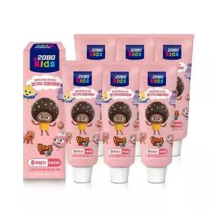 2080키즈 플러스 브레드이발소 치약 3스텝 스위트소다 80gX6입 2개