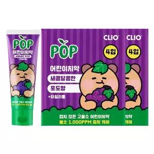 크리오 팝 고불소 충치케어 주니어 치약 포도향 90g, 4입, 2개