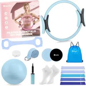 저항 밴드 요가 스트랩 코어 슬라이더 양말 가방 및 가이드가 포함된 여성용 Hoedia 17 PCS 필라테스 키트