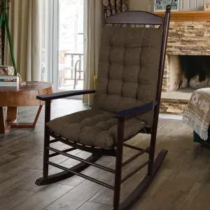 ELFJOY 초대형 흔들의자 쿠션 두꺼운 린넨 의자 패드 뒷면 및 시트 2종 세트 넥타이 포함