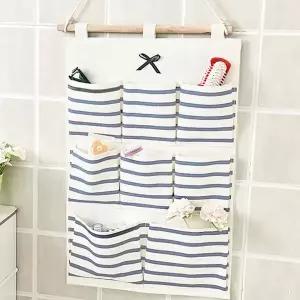 [하프클럽/]스트라이프 벽걸이 수납함 8칸 도어 수납포켓