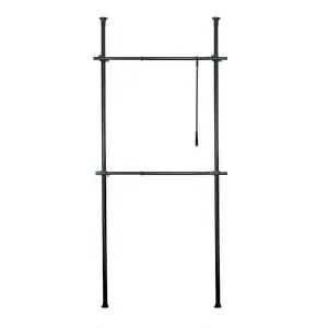 [하프클럽/]블랙기둥식행거 트니행거2단 38파이행거 천장부착 다용도