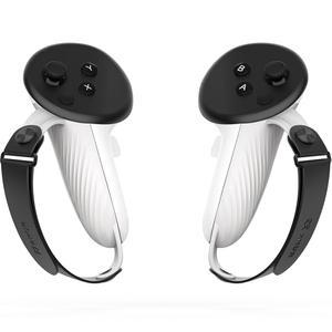 메타/오큘러스 퀘스트 3/퀘스트 3S와 호환되는 AMVR 컨트롤러 그립, 실리콘 액세서리 논슬립 핸들 커버, 조절 가능한 부드러운 핸드 스트랩이 중소형 손에 맞습니다(공식 충전 도크 배터리에 맞지 않음)